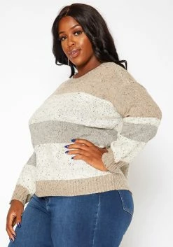 Asoph Plus Size Color Splice Cable Knit Sweater -Asoph Sales Shop 2018416 118 2
