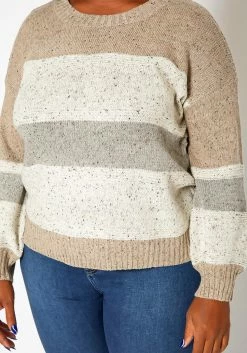 Asoph Plus Size Color Splice Cable Knit Sweater -Asoph Sales Shop 2018416 118 4