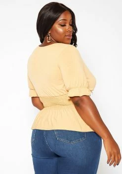 Asoph Plus Size Smocked V Neck Top -Asoph Sales Shop 2018418 159 3