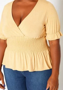 Asoph Plus Size Smocked V Neck Top -Asoph Sales Shop 2018418 159 4