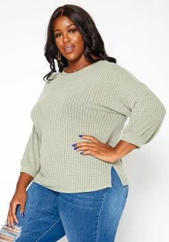 Asoph Plus Size Waffle Knit Open Back Sweater -Asoph Sales Shop 2018421 125 2