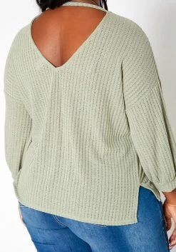 Asoph Plus Size Waffle Knit Open Back Sweater -Asoph Sales Shop 2018421 125 4