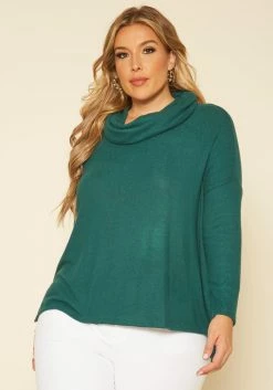 Plus Size Cowl Neck Knit Sweater