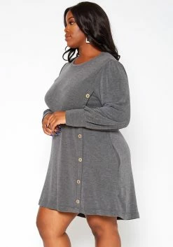 Asoph Plus Size Button Hem Flare Mini Dress -Asoph Sales Shop 2018424 108 2