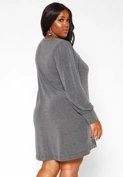 Asoph Plus Size Button Hem Flare Mini Dress -Asoph Sales Shop 2018424 108 3