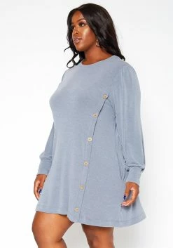 Asoph Plus Size Button Hem Flare Mini Dress -Asoph Sales Shop 2018424 285 2