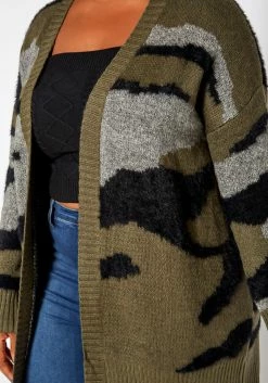 Asoph Plus Size Camo Print Knit Cardigan -Asoph Sales Shop 2018426 354 0
