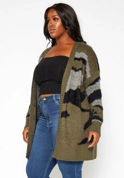 Asoph Plus Size Camo Print Knit Cardigan -Asoph Sales Shop 2018426 354 3