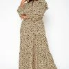 Asoph Plus Size Spotted Print Flare Maxi Dress