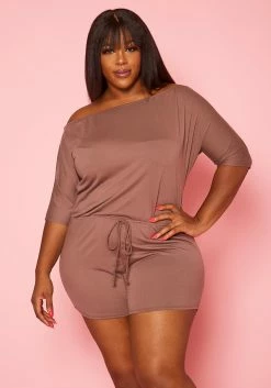 Asoph Plus Size Off Shoulder Lounge Romper