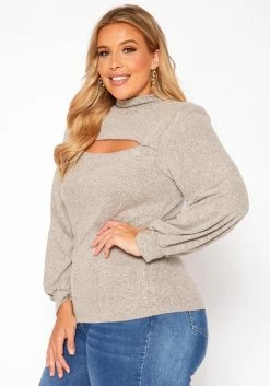Plus Size Keyhole Front Mock Neck Knit Top 7 Plus Size Keyhole Front Mock Neck Knit Top -Asoph Sales Shop 2018503 115 2