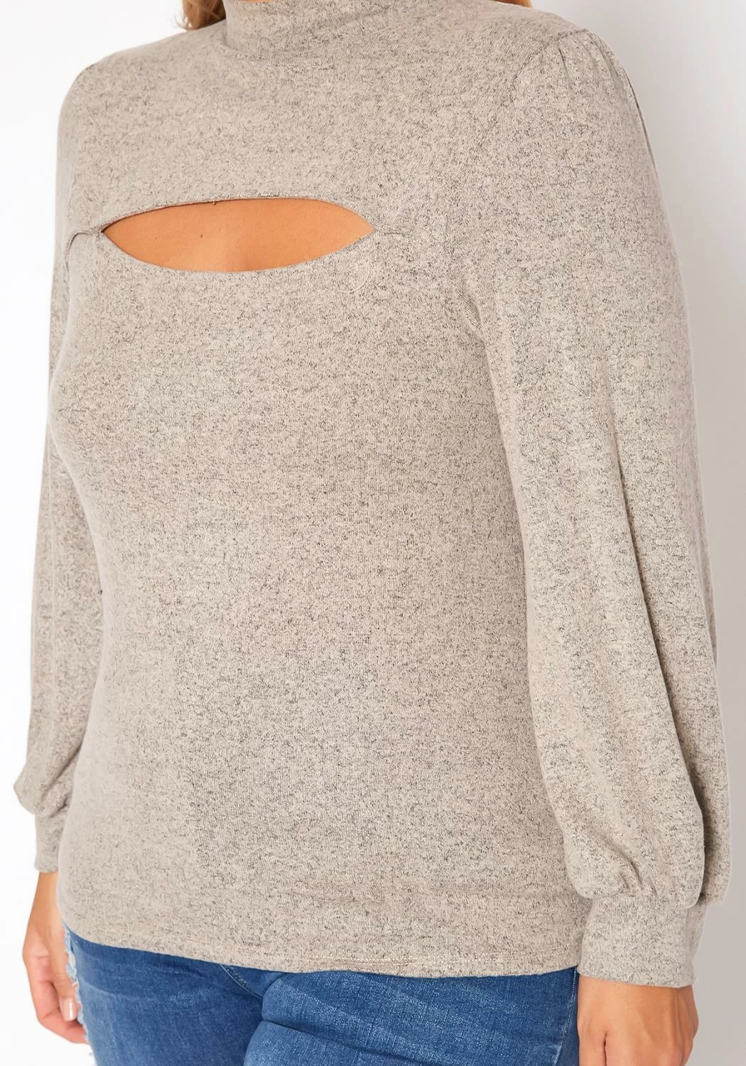 Plus Size Keyhole Front Mock Neck Knit Top 5 Plus Size Keyhole Front Mock Neck Knit Top - Image 5