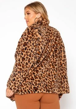 Asoph Plus Size Faux Fur Leopard Print Coat -Asoph Sales Shop 2018504 106 2