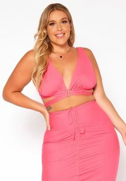 Asoph Plus Size Triangle Wrap Crop Top