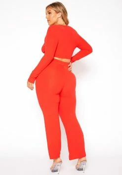 Asoph Plus Size Ribbed Knit Crop Top & Pants Set 8 Asoph Plus Size Ribbed Knit Crop Top & Pants Set -Asoph Sales Shop 2018516 110 3