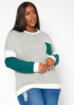 Asoph Plus Size Color Block Knit Sweater -Asoph Sales Shop 2018554 261 0