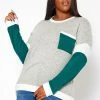 Asoph Plus Size Color Block Knit Sweater