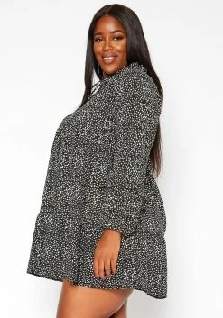 Asoph Plus Size Dotted Print Flare Mini Dress -Asoph Sales Shop 2018555 001 2