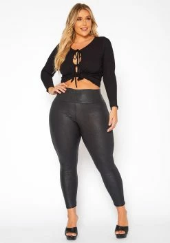 Asoph Plus Size Snakeskin Print High Waist Leggings