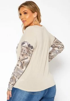 Asoph Plus Size Aztec Print Long Sleeve Top -Asoph Sales Shop 2018582 118 3