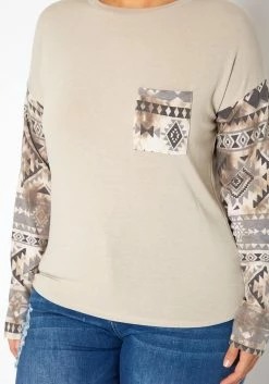 Asoph Plus Size Aztec Print Long Sleeve Top -Asoph Sales Shop 2018582 118 4