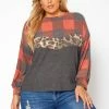 Asoph Plus Size Pattern Splice Knit Sweater