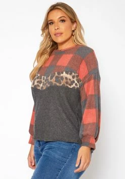 Asoph Plus Size Pattern Splice Knit Sweater -Asoph Sales Shop 2018584 110 2