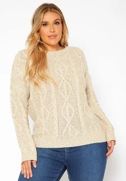 Asoph Plus Size Color Hinted Cable Knit Sweater -Asoph Sales Shop 2018586 118 0
