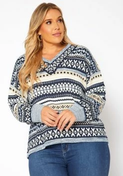 Asoph Plus Size Multi Knit Sweater