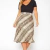 Asoph Plus Size Snakeskin Print Satin Midi Skirt