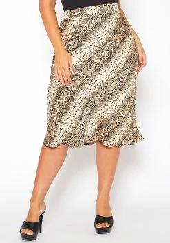 Asoph Plus Size Snakeskin Print Satin Midi Skirt -Asoph Sales Shop 2018593 388 1