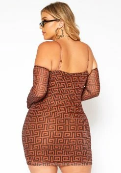 Asoph Plus Size Greek Key Print Bodycon Mini Dress & Glove Set -Asoph Sales Shop 2018609 106 2