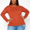 Asoph Plus Size Casual Crew Neck Long Sleeve Top