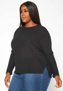 Plus Size Solid Waffle Knit Sweater -Asoph Sales Shop 2018630 001 2