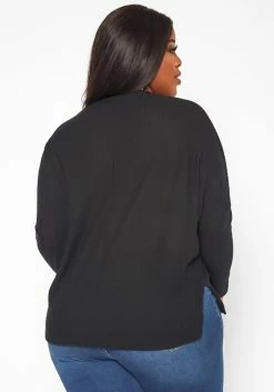 Plus Size Solid Waffle Knit Sweater -Asoph Sales Shop 2018630 001 3