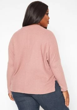 Plus Size Solid Waffle Knit Sweater -Asoph Sales Shop 2018630 186 3