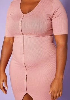 Plus Size Button Front Bodycon Midi Dress -Asoph Sales Shop 2018655 102 3