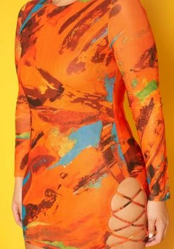 Plus Size Abstract Pattern Bodycon Mini Dress -Asoph Sales Shop 2018666 109 3