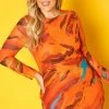 Plus Size Abstract Pattern Bodycon Mini Dress