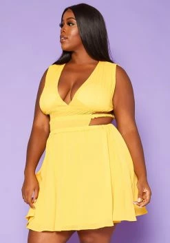 Plus Size Cut Out Design Fit & Flare Mini Dress -Asoph Sales Shop 2018667 105 2