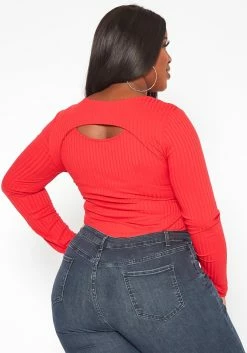 Plus Size Ribbed Knit Long Sleeve Top -Asoph Sales Shop 2018668 110 3