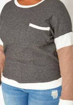 Plus Size Color Block Long Sleeve Shirt -Asoph Sales Shop 2018693 108 4