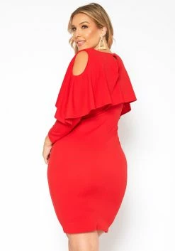 Plus Size Ruffle Overlay Long Sleeve Mini Dress -Asoph Sales Shop 2018752 110 3