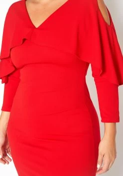 Plus Size Ruffle Overlay Long Sleeve Mini Dress -Asoph Sales Shop 2018752 110 4