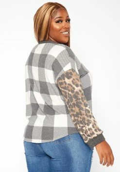 Plus Size Pattern Splice V Neck Shirt -Asoph Sales Shop 2018754 107 3