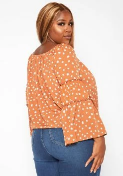Plus Size Polka Dotted Flare Sleeve Top -Asoph Sales Shop 2018760 138 4