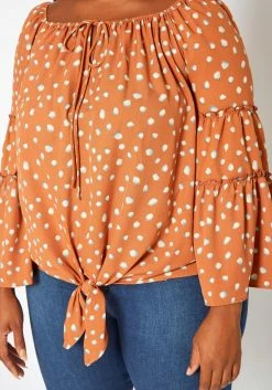 Plus Size Polka Dotted Flare Sleeve Top -Asoph Sales Shop 2018760 138 5