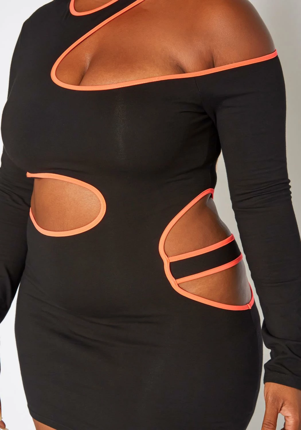 Plus Size Neon Trim Cut Out Bodycon Mini Dress 5 Plus Size Neon Trim Cut Out Bodycon Mini Dress - Image 5