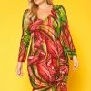 Plus Size Abstract Color Print Flare Mini Dress