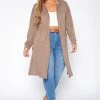 Plus Size Boho Knit Hooded Duster Cardigan